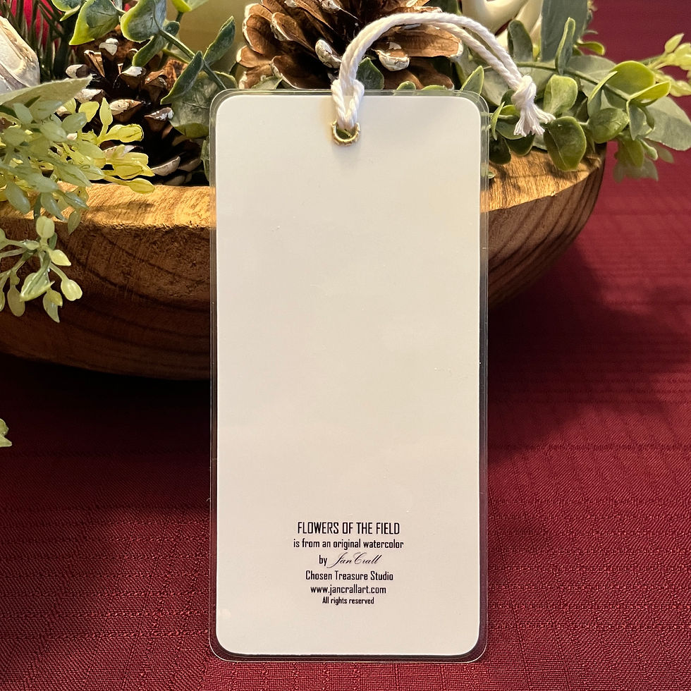 Thumbnail: This original little mini watercolor is laminated, corner-rounded and tasseled.