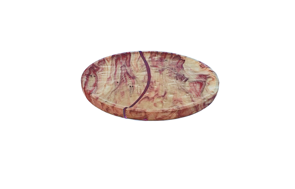 Thumbnail: 12" Flaming Boxelder Platter with Redheart Strip