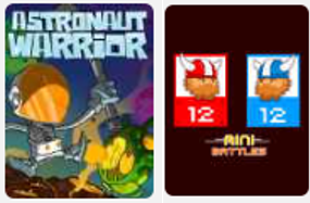 Captures des jeux « Astronaut Warrior » et « Mini Battles 2 3 4 5 6 »