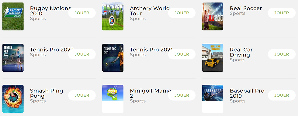 Plusieurs jeux de sport