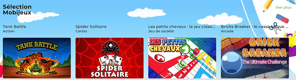 Capture de la « Sélection Mobijeux »