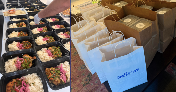 Over 100 Kosher meals made by volunteers from the Sephardic Education Center in Los Angeles for local firefights and emergency service teams