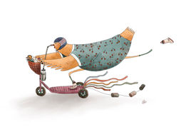 illustratie kip op step