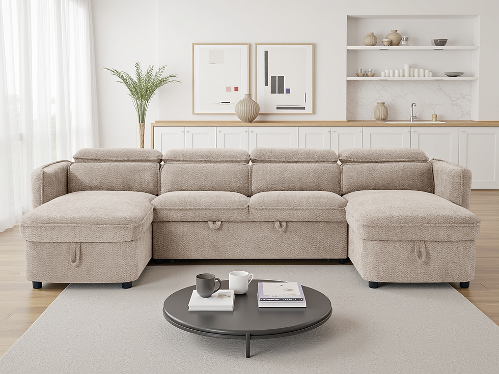 Thumbnail: Capri Sofabed Beige U Shape Corner
