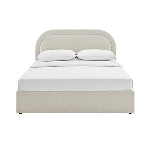 Beige Boucle Fabric Ottoman Bed