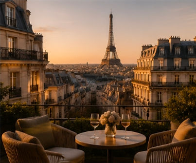 beautiful city view from a balcony in Paris