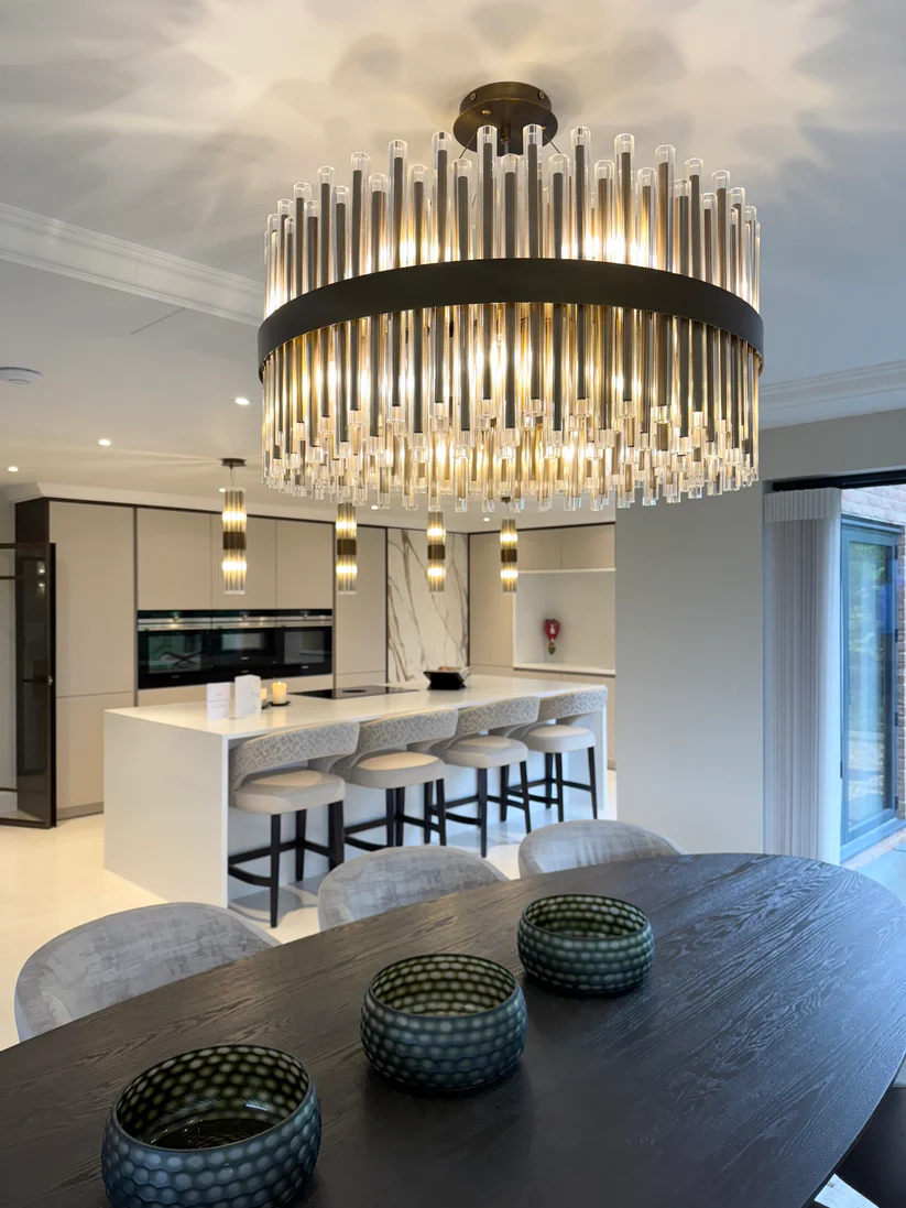 Luxury Large Antique Brass Glass Chandelier