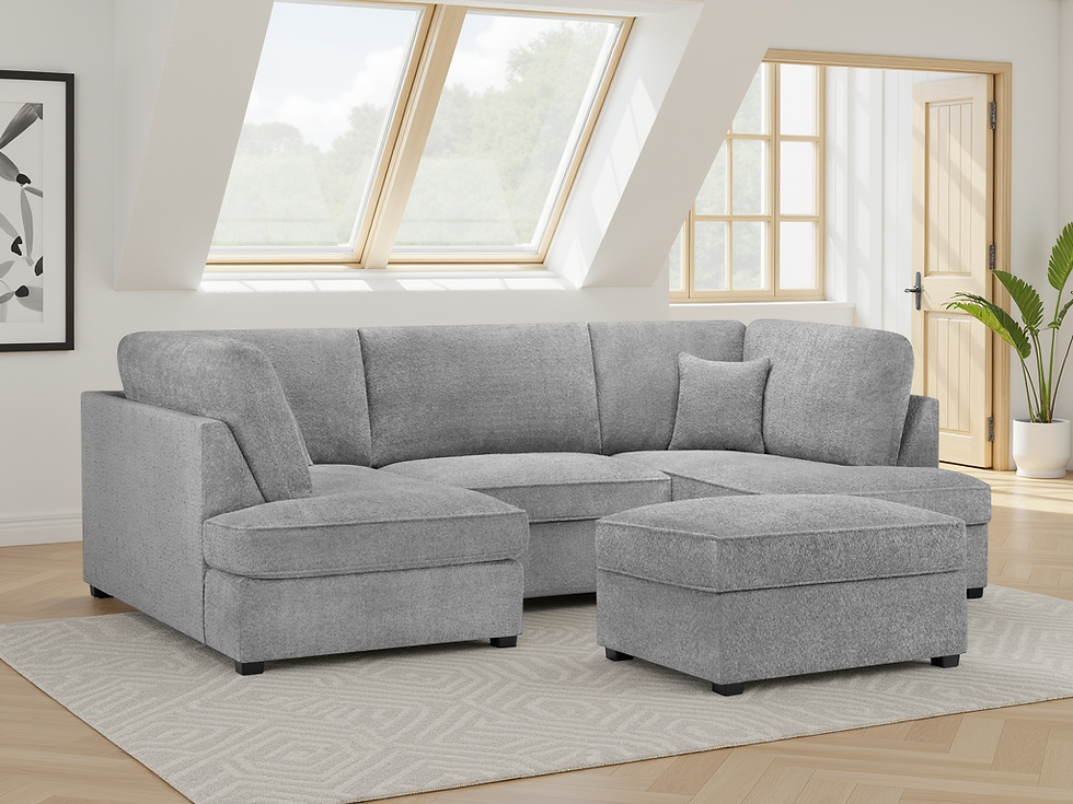 Thumbnail: Carnaby Sofa Boucle Grey U Shape Corner