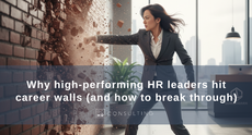Asian woman in business suit punching a wall