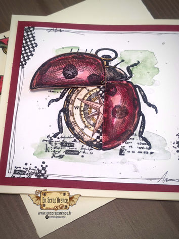 Carte porte bonheur steampunk coccinelle