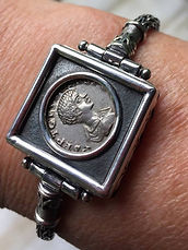 Front f the hand made bracelett with Roman Republic coin