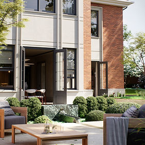 Collection of CGI architectural renderings spanning exteriors, gardens and richly detailed interiors for Wimbledon Walled Villas
