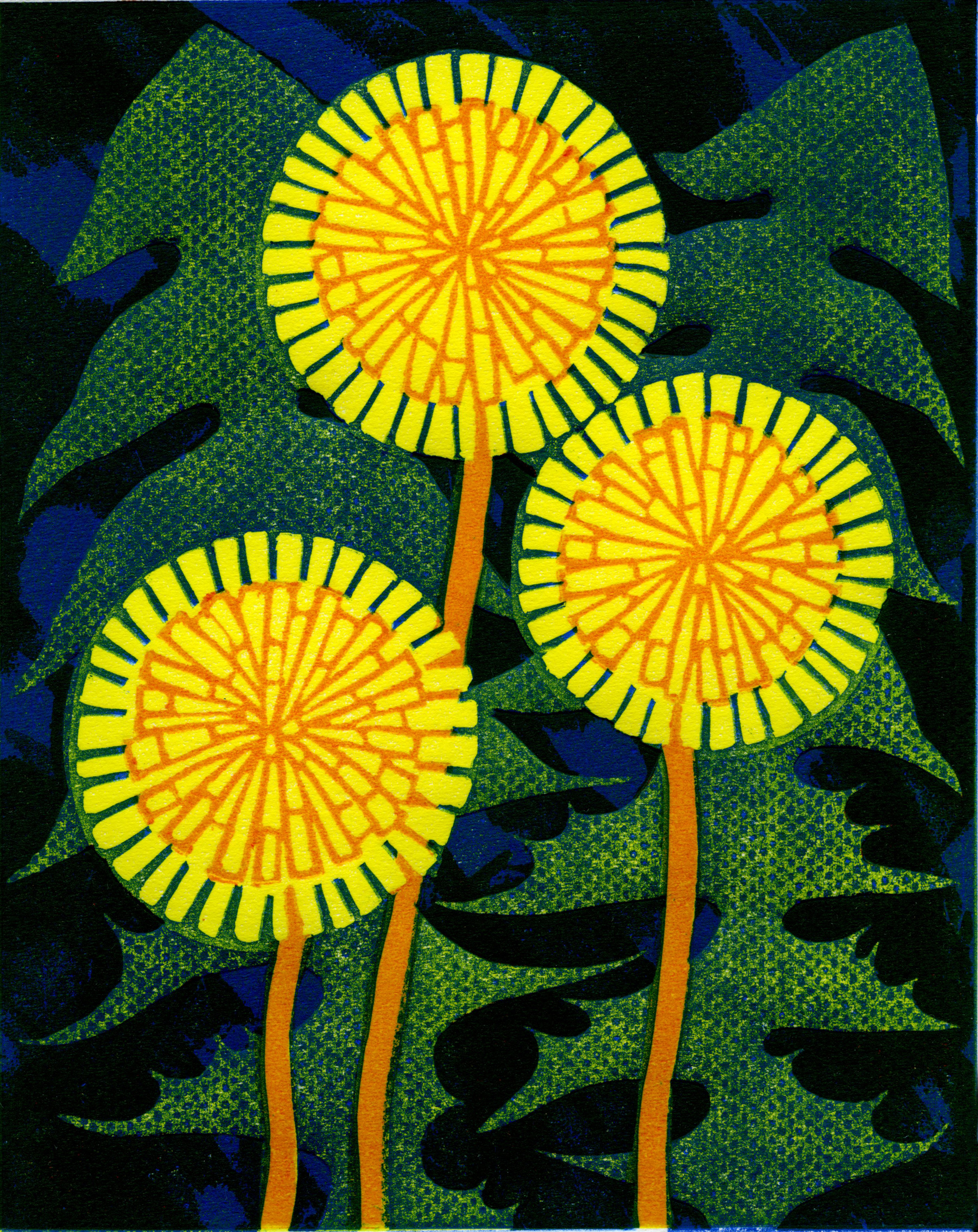 Dandelion handmade print