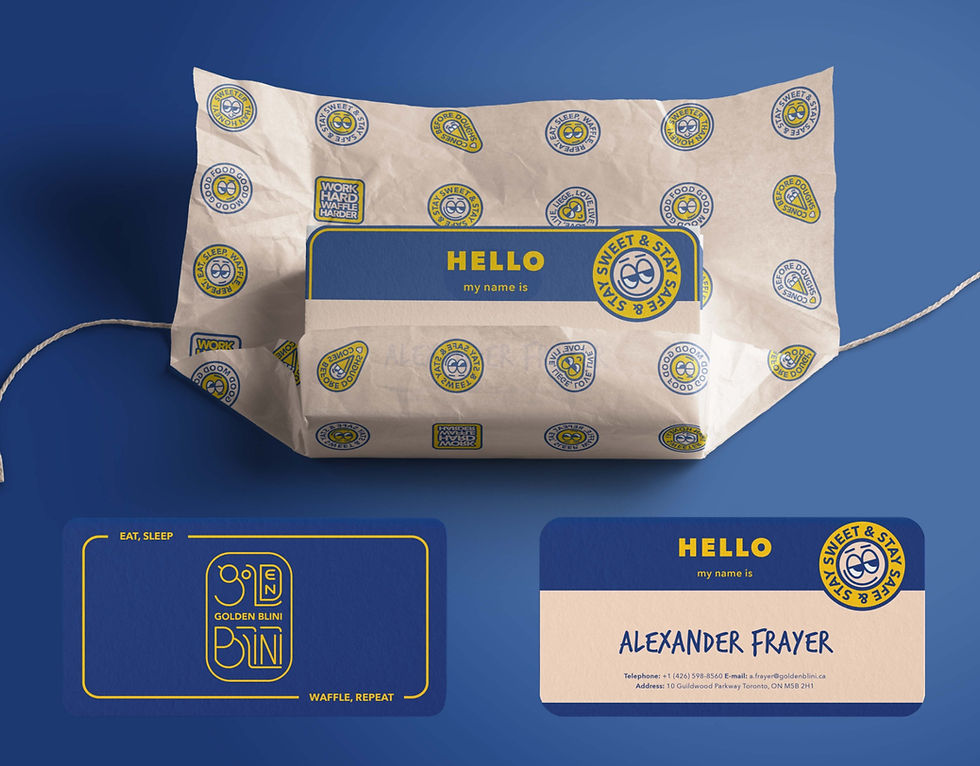 Golden Blini's Visitenkarten mit einem wrapper design