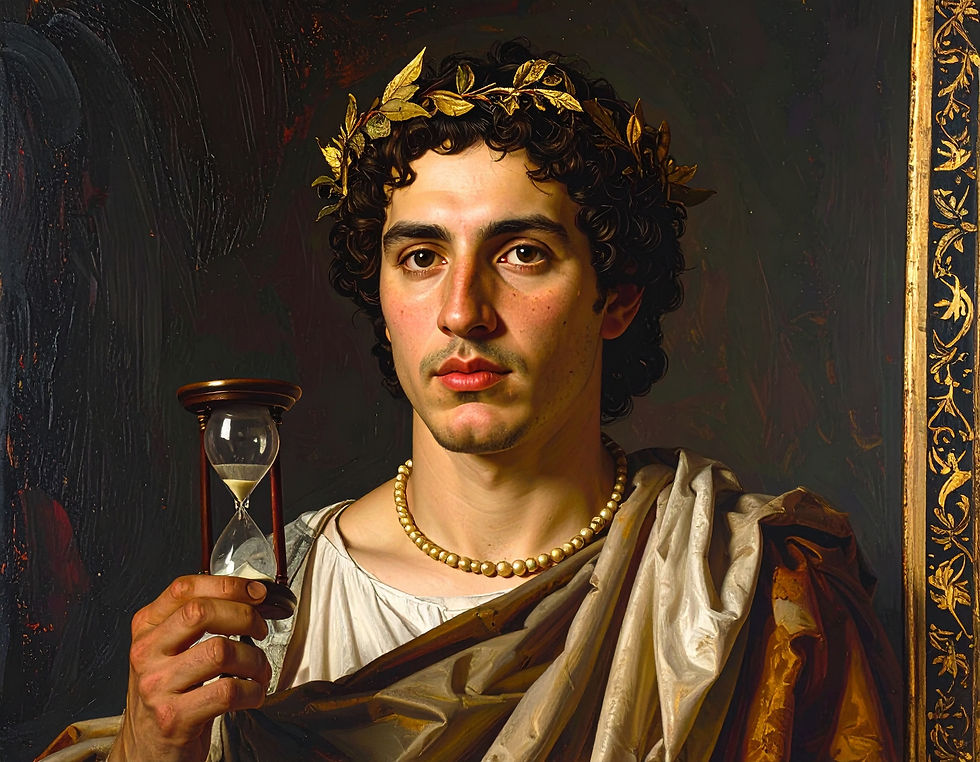 Firefly Ein klassisches Ölporträt im Stil der römer- Ein junger Mann mit lockigem Haar und