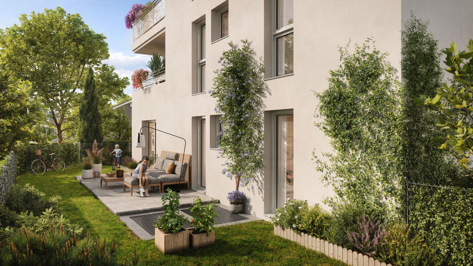 Perspective 3D extérieure jardin