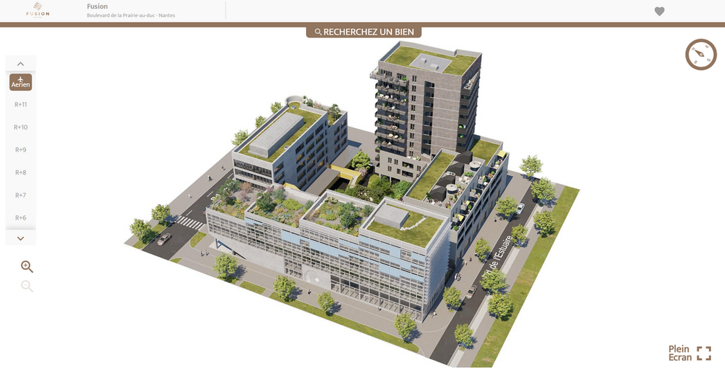 Maquette 3D avec découpe sur étages
Projet immobilier à Nantes