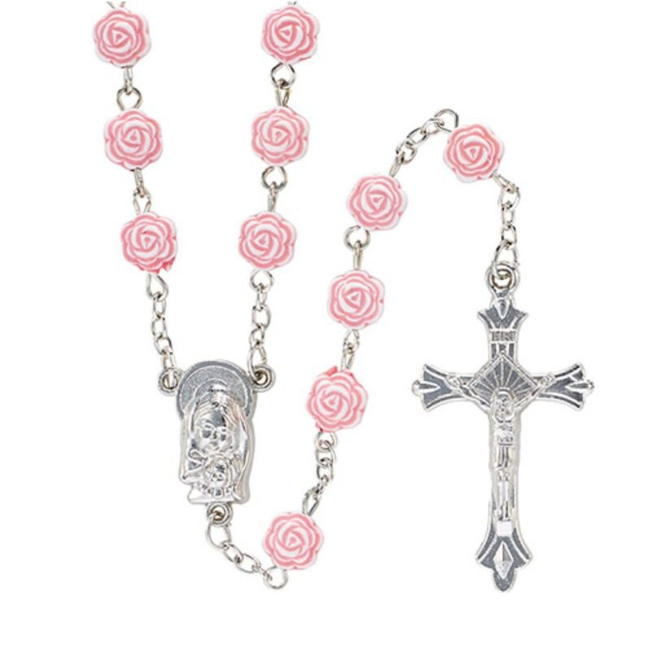 Rosario Cuentas de Rosa Virgen con Jesus Bebe