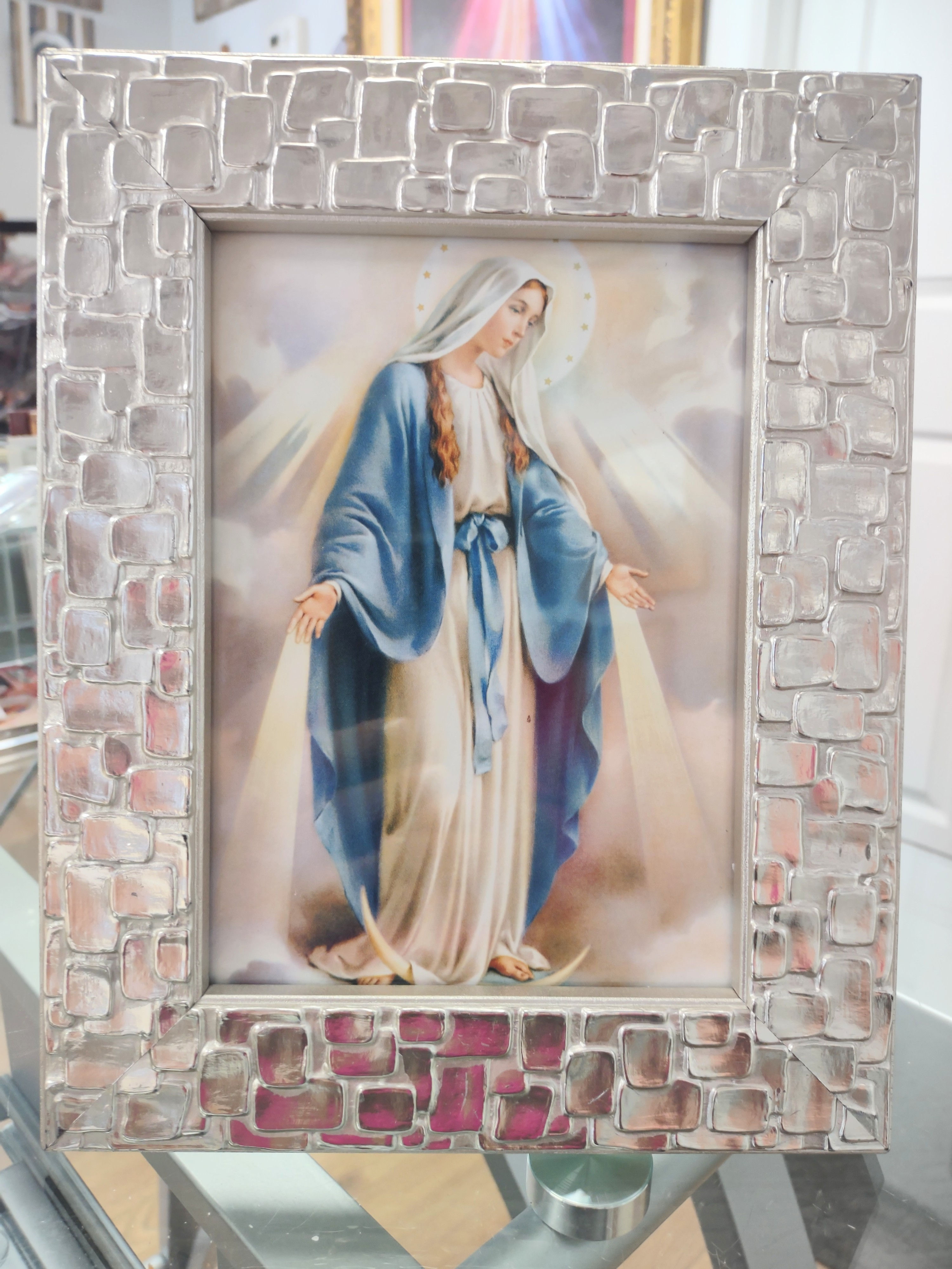 Imagen Virgen de Inmaculada Concepcion 8x10 Marco plata
