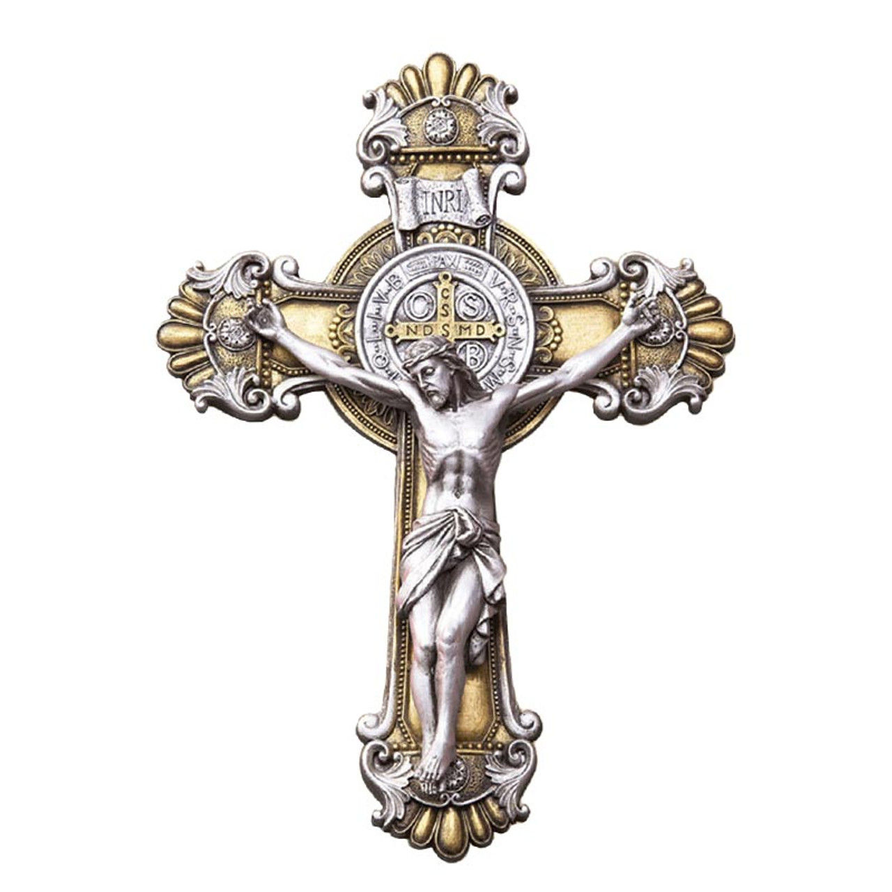 Cruz San Benito bronce y Plata