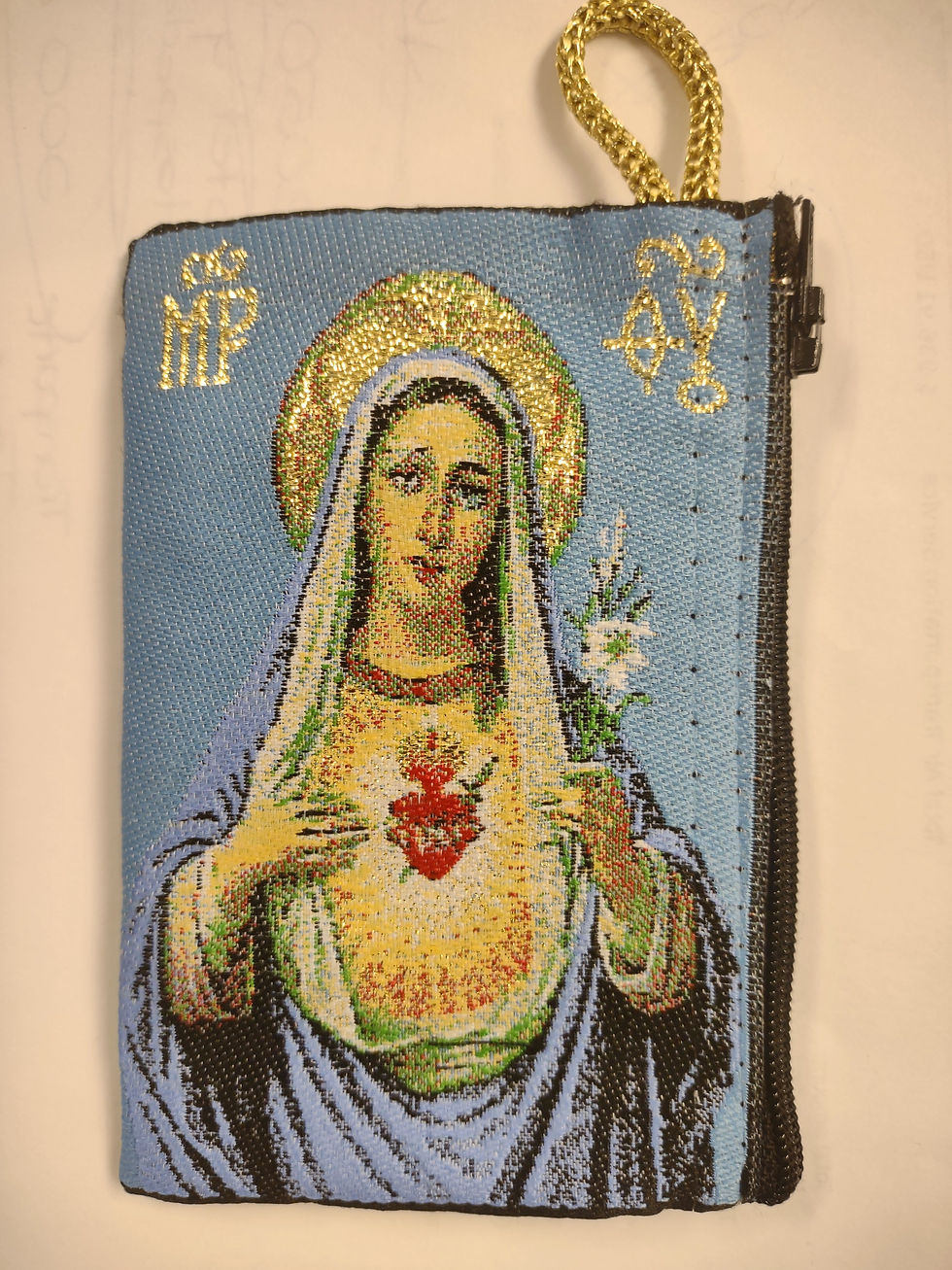 Bolsa para Rosario Virgen Dolorosa con Lirio