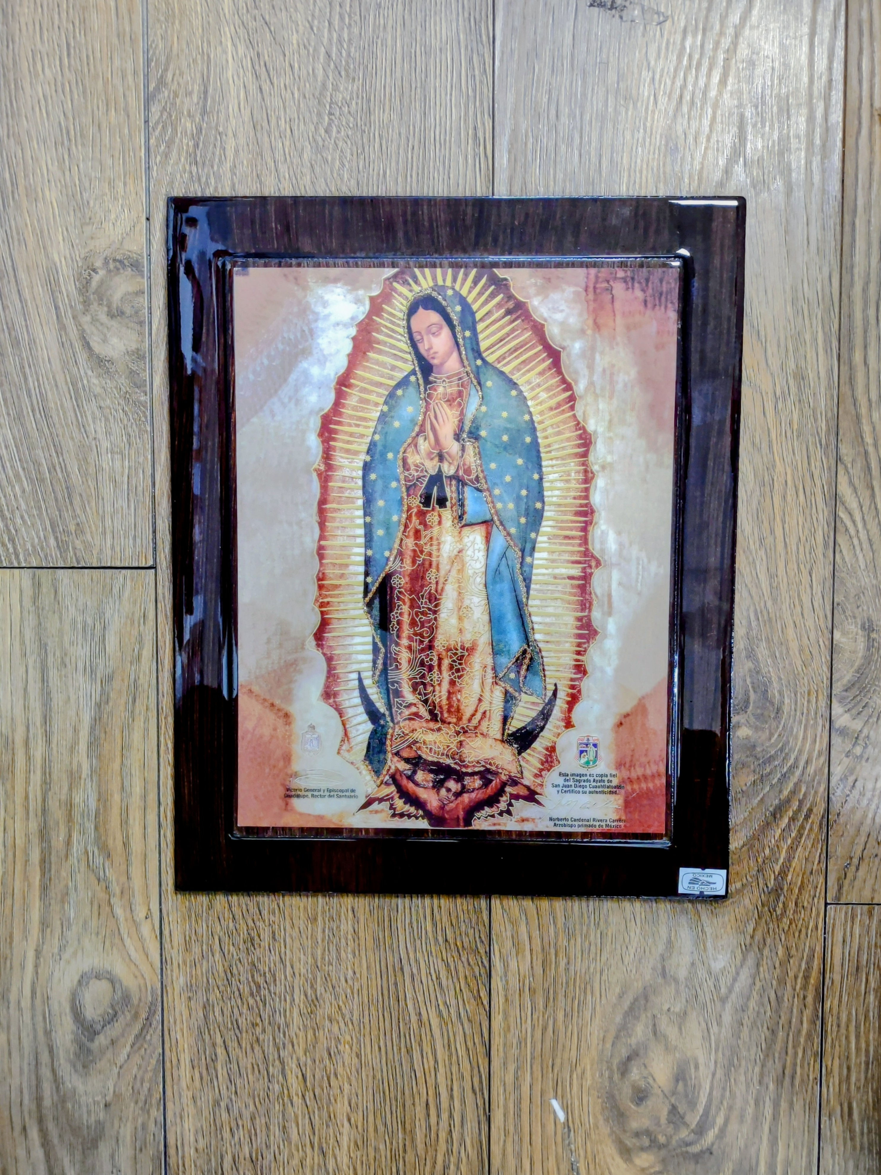 Cuadro Virgen de Guadalupe Madera Cafe 12x10"