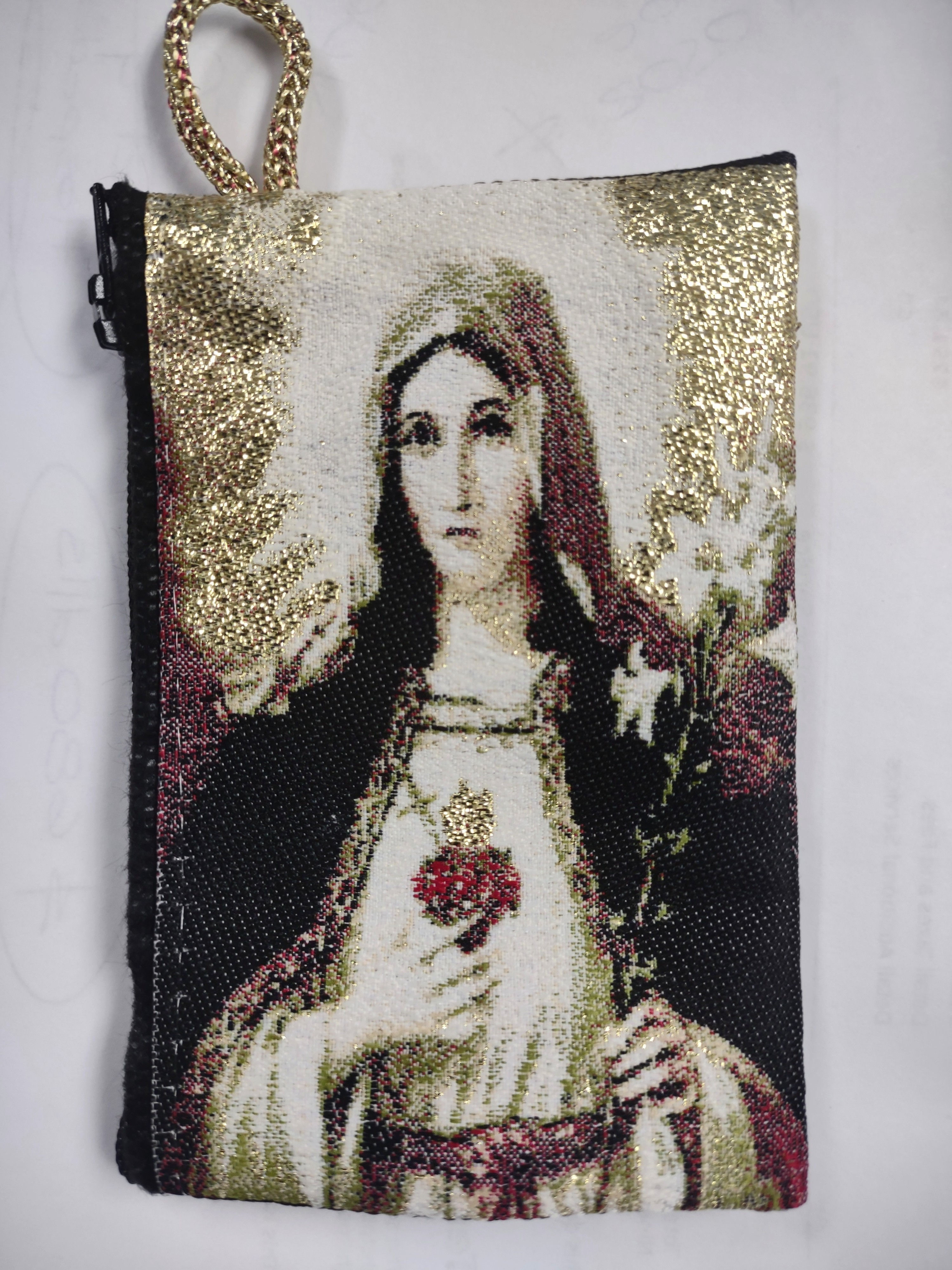 Bolsa para Rosario Virgen Inmaculado Corazon Manto Negro