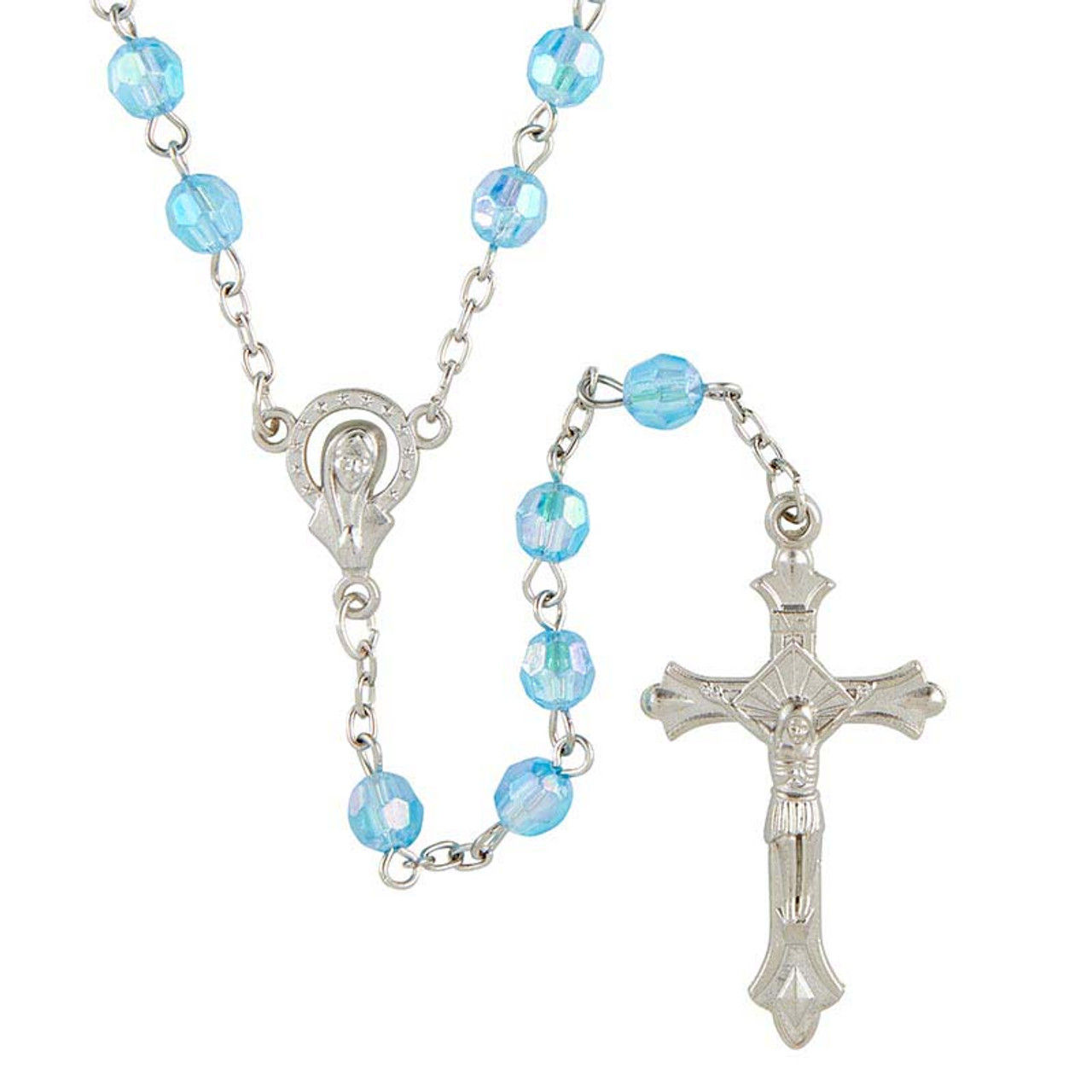 Rosario de Cristal Azul Cielo