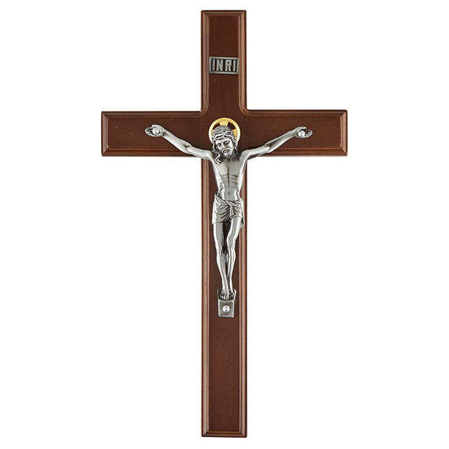 Crucifijo Cafe Madera Oscura 12"