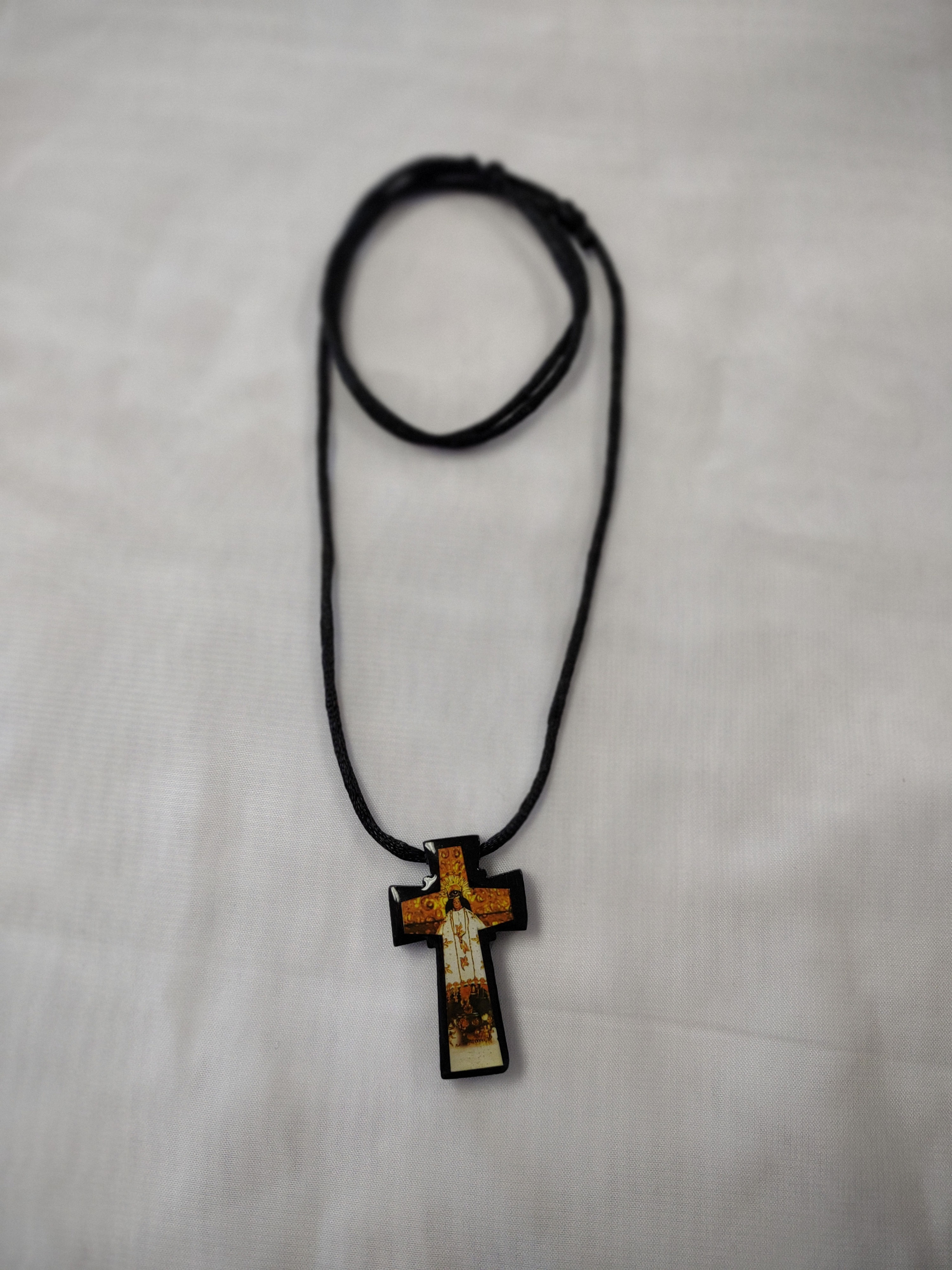 Colgante Cruz Madera Virgen de Juquila