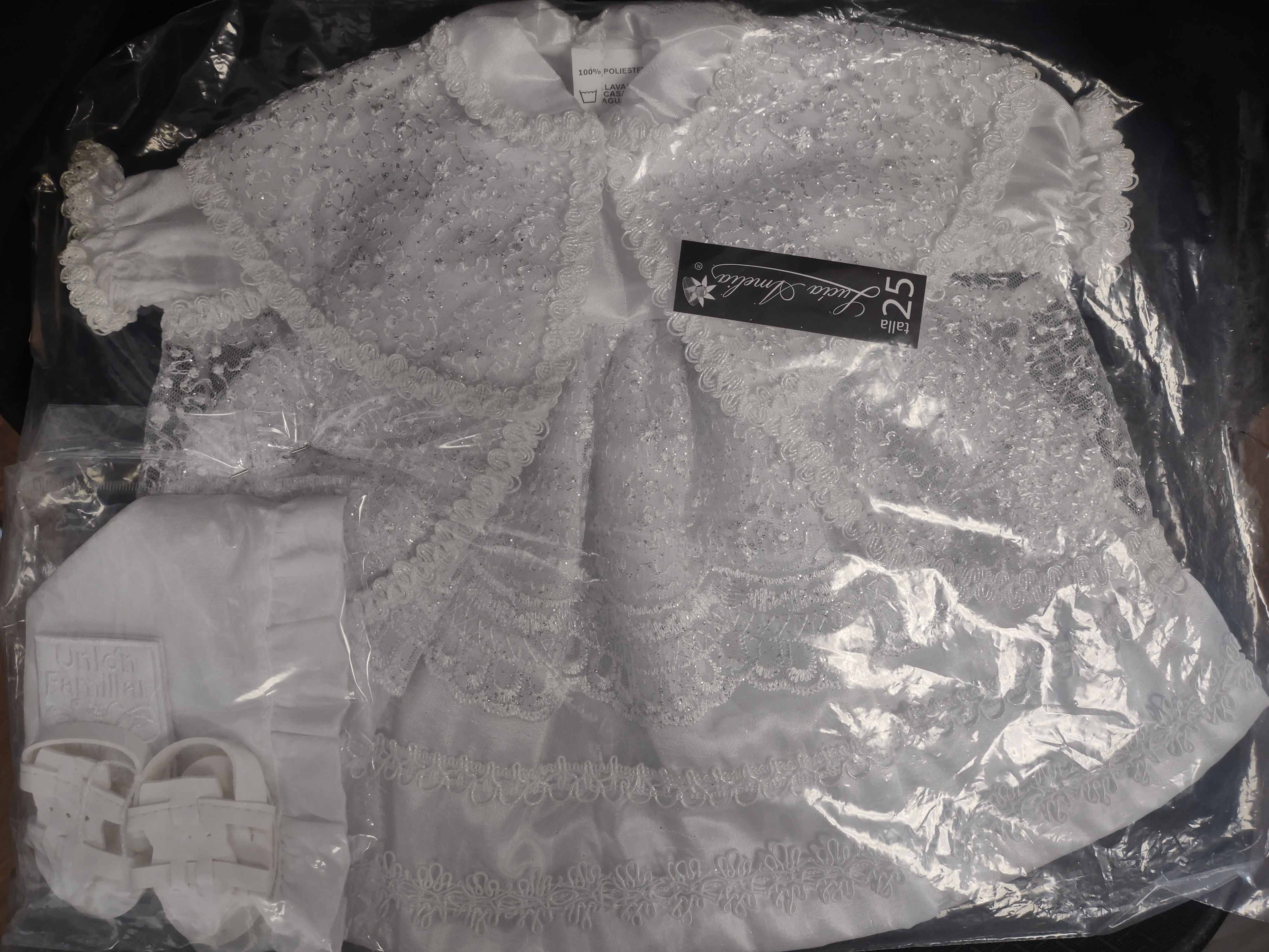 Ropon Bordado Blanco Talla 25