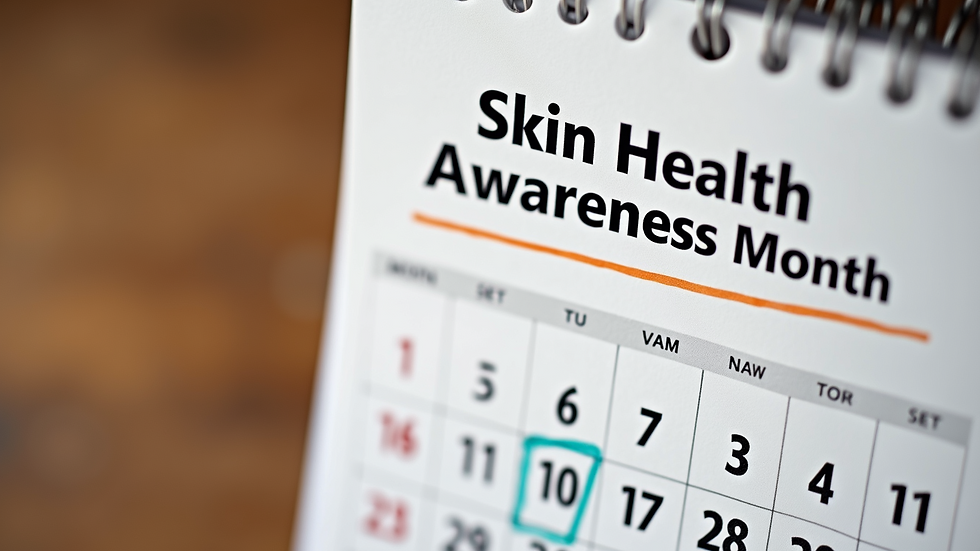 High angle view of a calendar marked with Skin Health Awareness Month