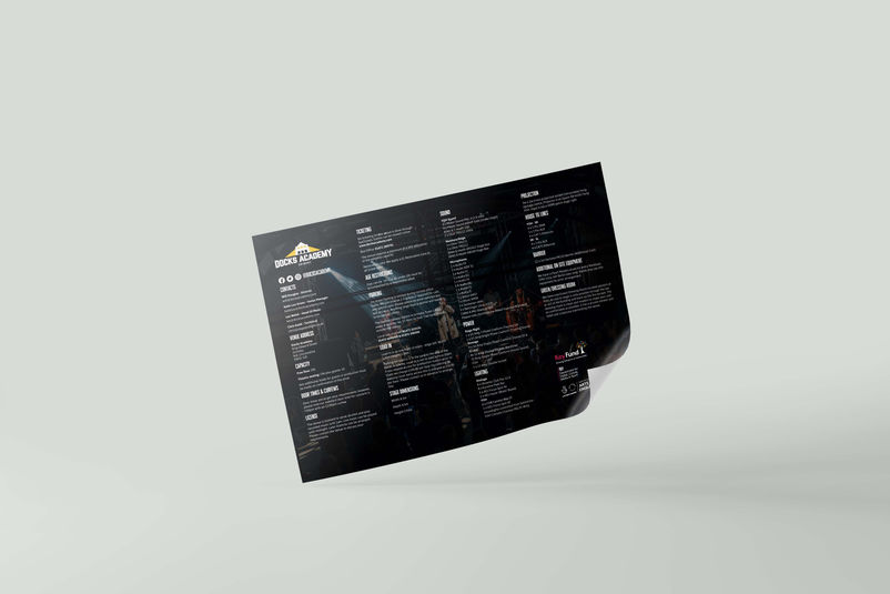 Information Sheet produced for Docks Academy, a Grassroots Music Venue based in Grimsby, North East Lincolnshire's