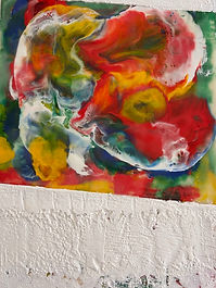 encaustic bees wax painting featuring vibrant colors and textural wax details