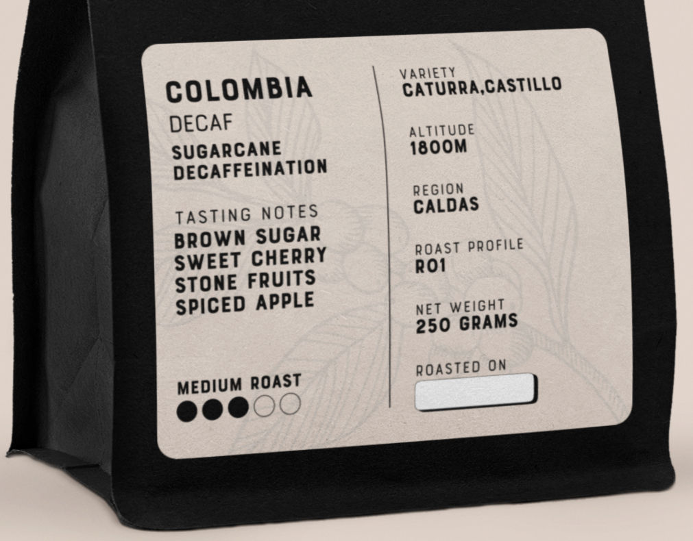 Colombia | Sugarcane Decaffeination | Caturra,Castillo Coffee