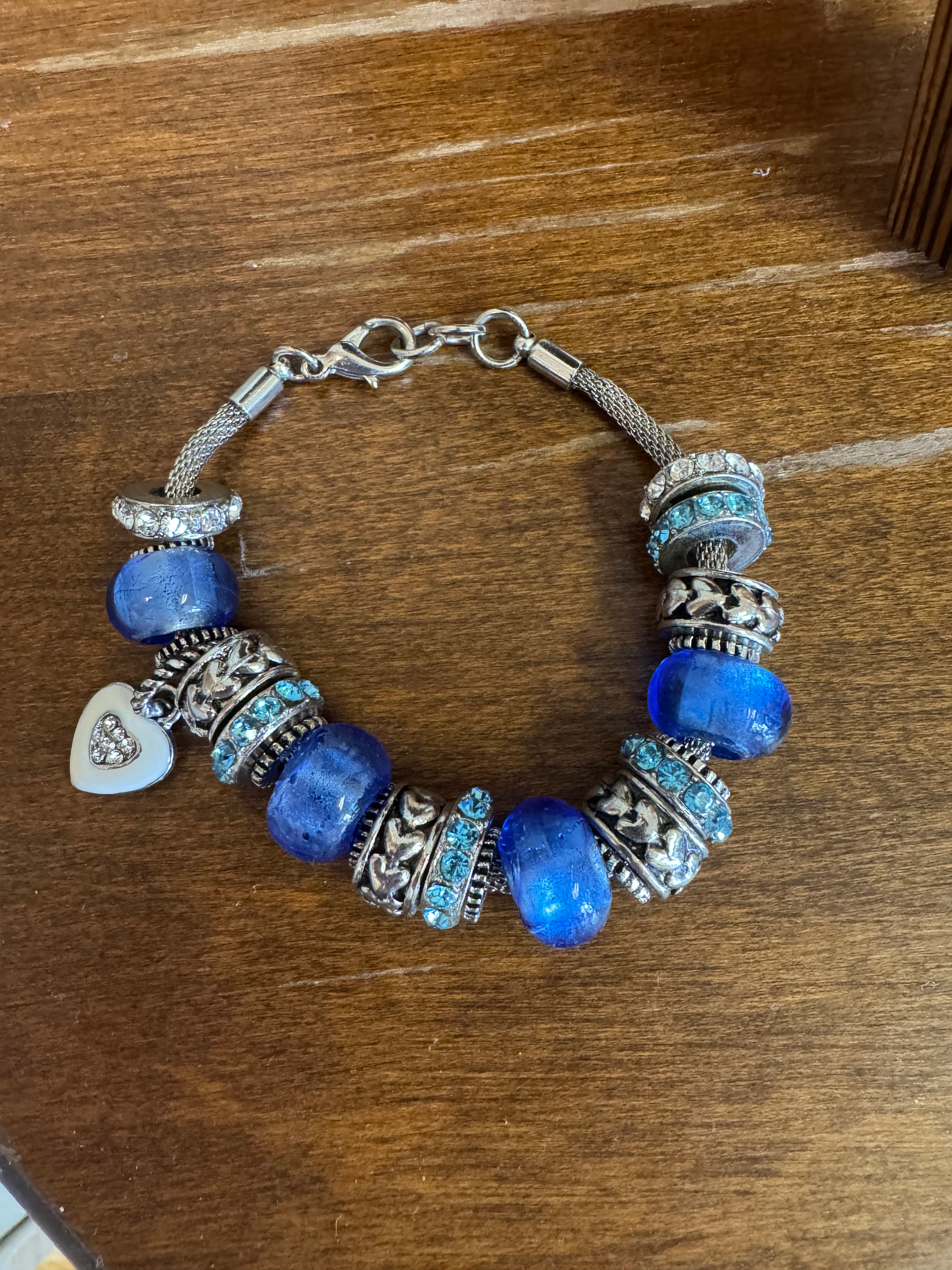 Blue Heart Charm Bracelet