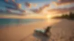 A tranquil VR landscape depicting a serene beach sunset, inviting relaxation for seniors in aged care settings.