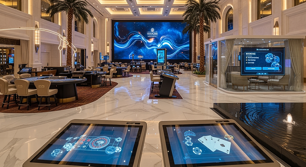 Casino resort floor featuring large-format LED walls, projection mapping shows and signature immersive activations.