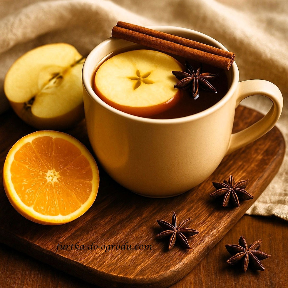 Grzane jabłko z cynamonem i przyprawami na drewnianej desce.