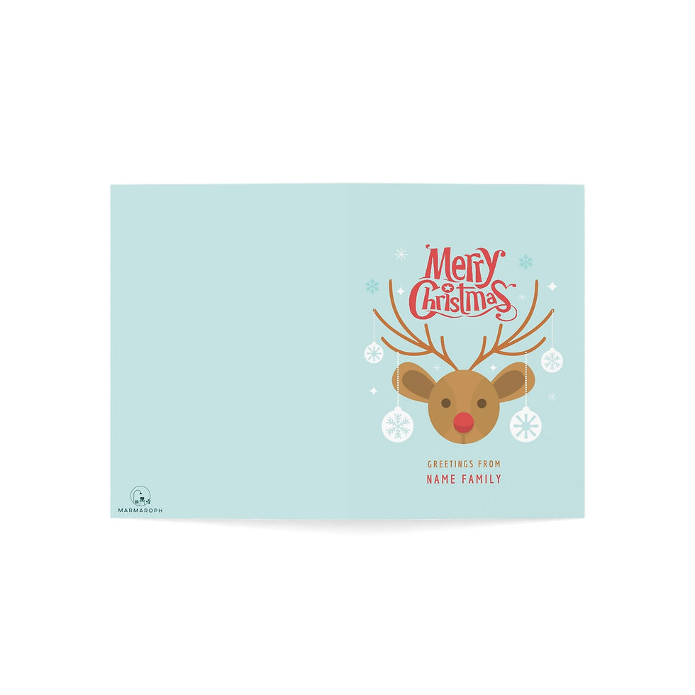Thumbnail: Merry Christmas Reindeer Folded Greeting Cards (1, 10, 30, and 50pcs)