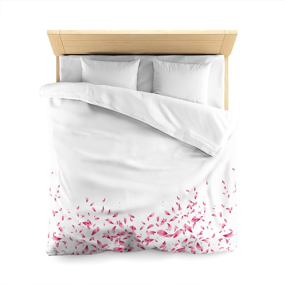 Thumbnail: Floral Pink Leaves Collection - 100% Sateen Cotton Duvet & Pillow Cover Set