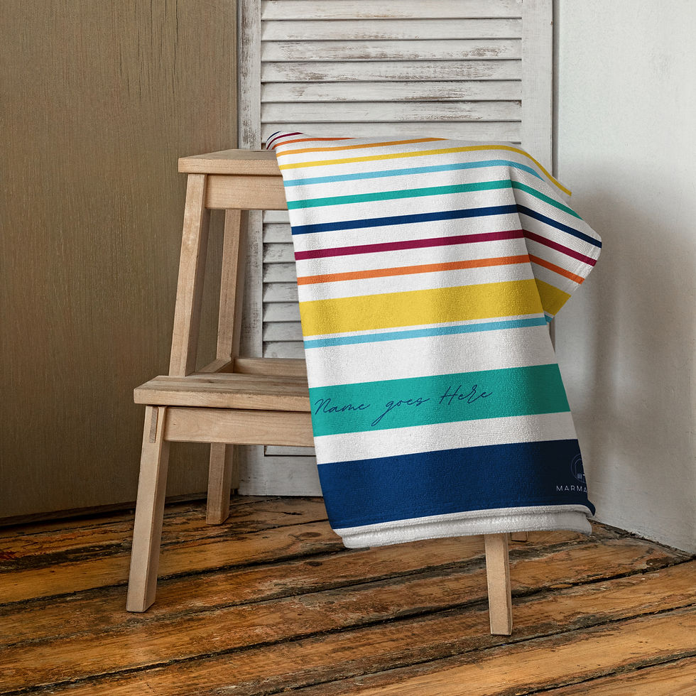 Thumbnail: Marmaroph Color Striped Terry Towel - Custom Name - Beach Towel -  30"x 60"