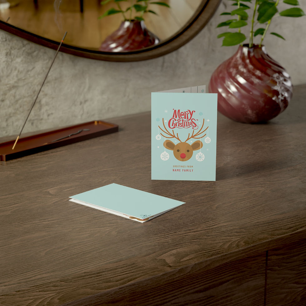 Thumbnail: Merry Christmas Reindeer Folded Greeting Cards (1, 10, 30, and 50pcs)