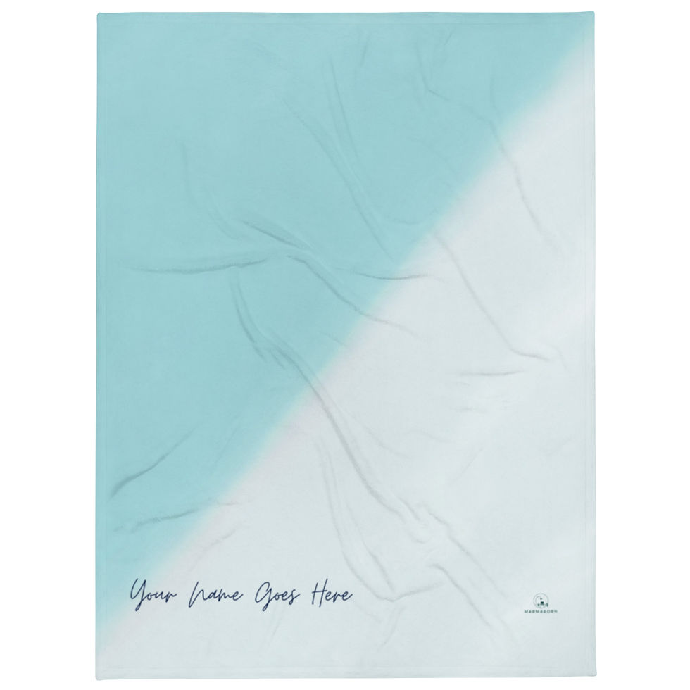 Thumbnail: Baby Blue and White Throw Blanket - Custom Name