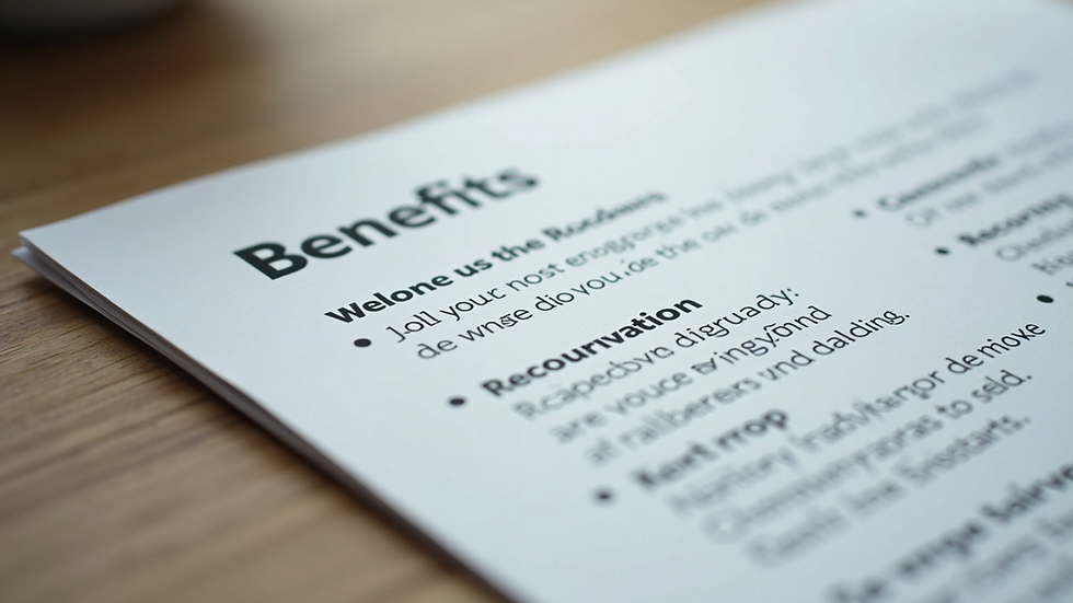 Close-up view of a benefits brochure with clear, simple explanations