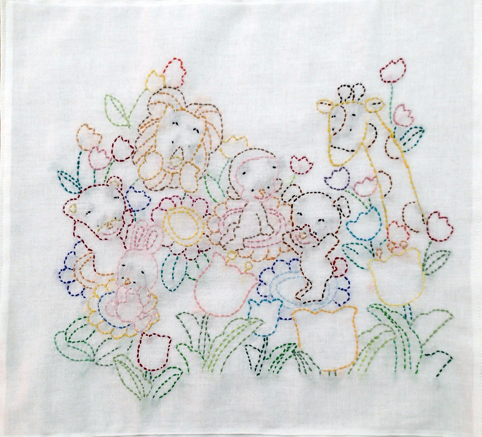 なまえの会作業所　⑭刺し子刺繍ふきん　花園