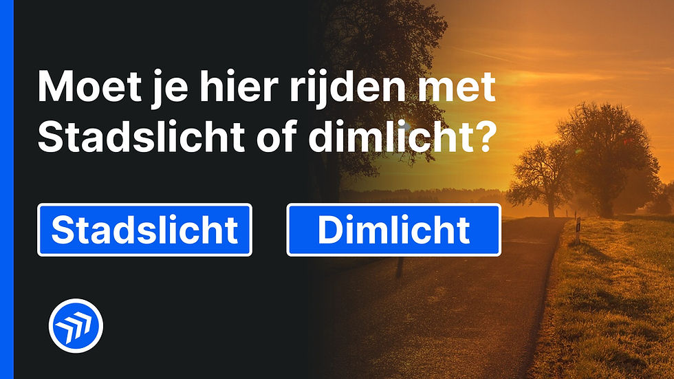 Verlichting van de auto. Moet je hier rijden met stadslicht of dimlicht? auto theorie cursus vragen leren en oefenen