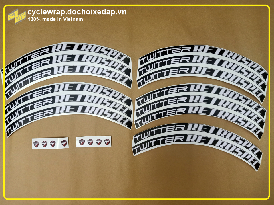Hình thu nhỏ: TWITTER RETROSPEC 700c - Bộ tem vành xe đạp