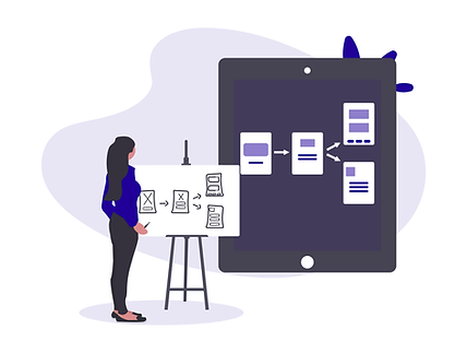 Woman designing an mobile application wireframe