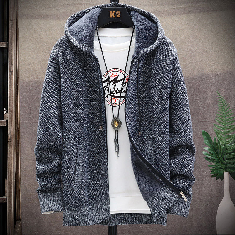 Thumbnail: Mens Fleece Lined Hooded Knit Jacket